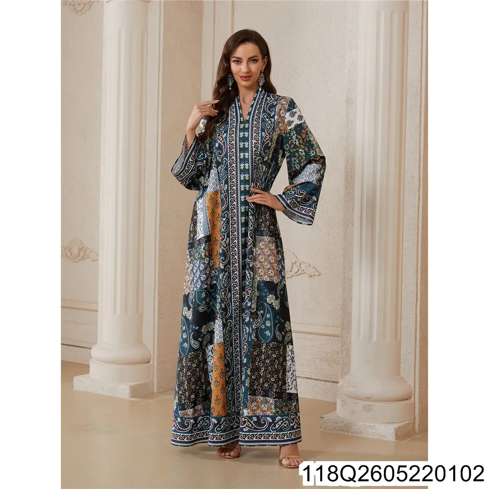 The 2026 Summer New Women's Clothing Print Is Positioned As A Fashionable New Ethnic Gown with Hot Rhinestones 118Q26052201
