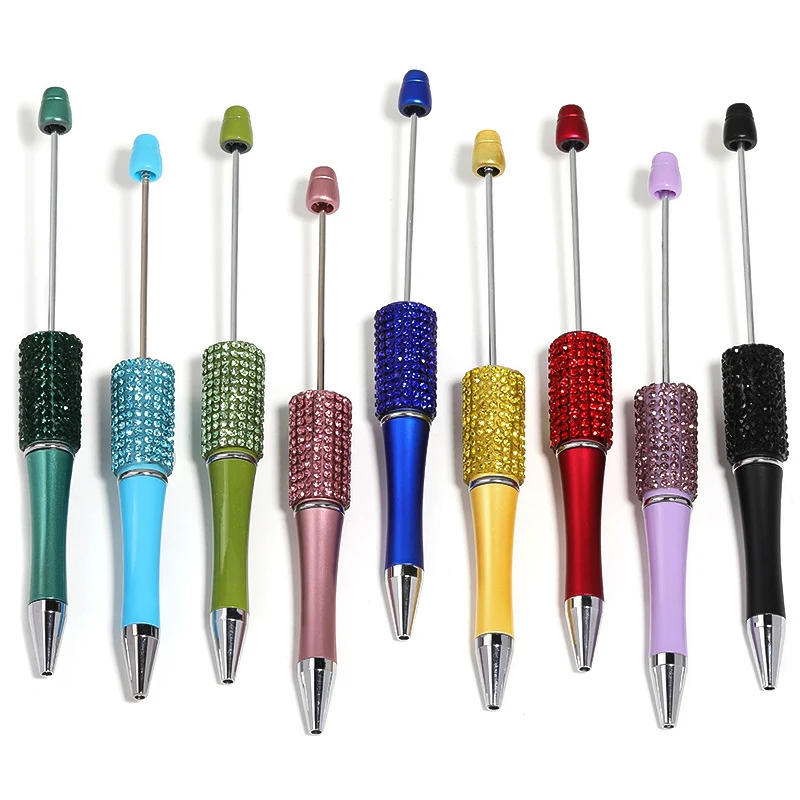 Diamond Beaded Pen DIY Colorful Beadable Ballpoint Pens Student Stationery Pens For Writing School Office Supplies