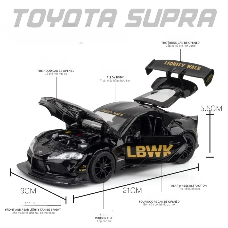 Diecast 1/22 Scale Toyota Supra Racing Car Model Sound and Light Collective Voiture Miniature Toys Vehicles Kids Boys Adult