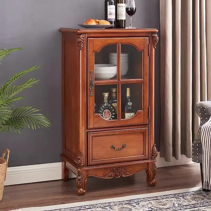 خزانة مشروبات بباب واحد من الخشب الصلب بالكامل في أمريكا، باب زجاجي لغرفة المعيشة