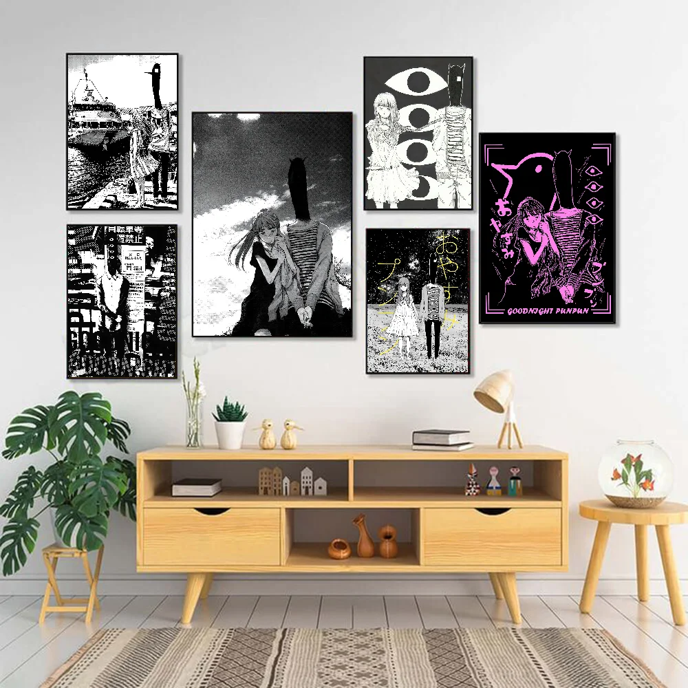 Anime G-Goodnight Punpun Poster Waterproof Wall Art High Quality Print Movie Posters For Living Bedroom Retro Room Decor Gift