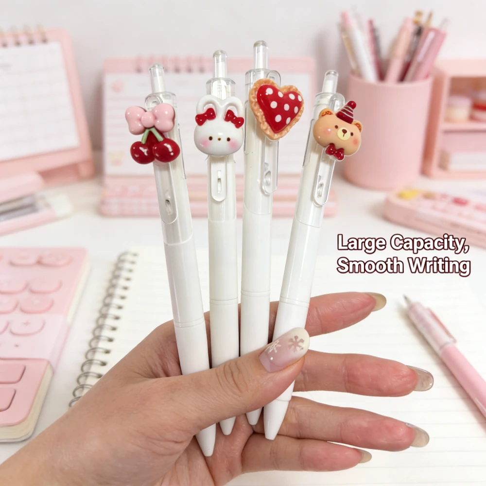 

Набор из 4 гелевых ручек с милыми мишками и зайчиками, 0,5 мм, большой объем чернил, черные чернила, нажимные, для студентов, для письма, канцелярские товары для школы