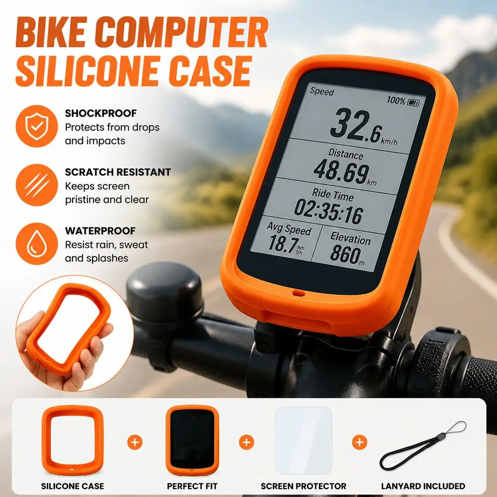 For iGPSPORT BSC500 Case Silicone Waterproof Shockproof GPS Bike Computer Protector Shell Skin Strap Film Kit Cycle Accessories