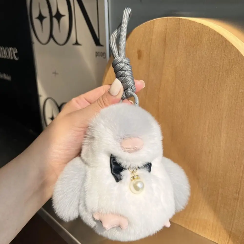 

Stuffed Animal Little Penguin Pendant Furry Doll Car Trinket Rabbit Fur Keychain Kawaii Bag Charm Plush Penguin Pendant