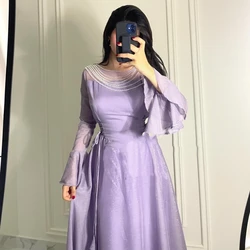 Customized Evening Chiffon Beading Ruffle Clubbing A-line Scoop Neck Bespoke Occasion Gown Midi Dresses Arabia