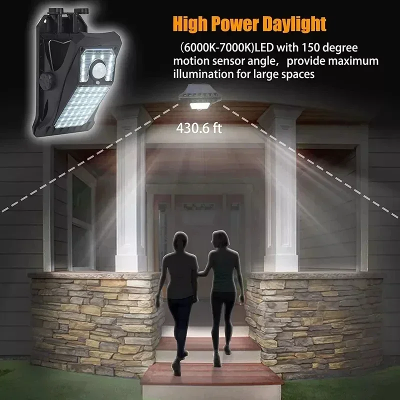 Solar LED Street Light Outdoor Clip-on Motion Sensing Light IP65 Waterproof Camping Light for Fence Deck Wall Camping Tent Patio