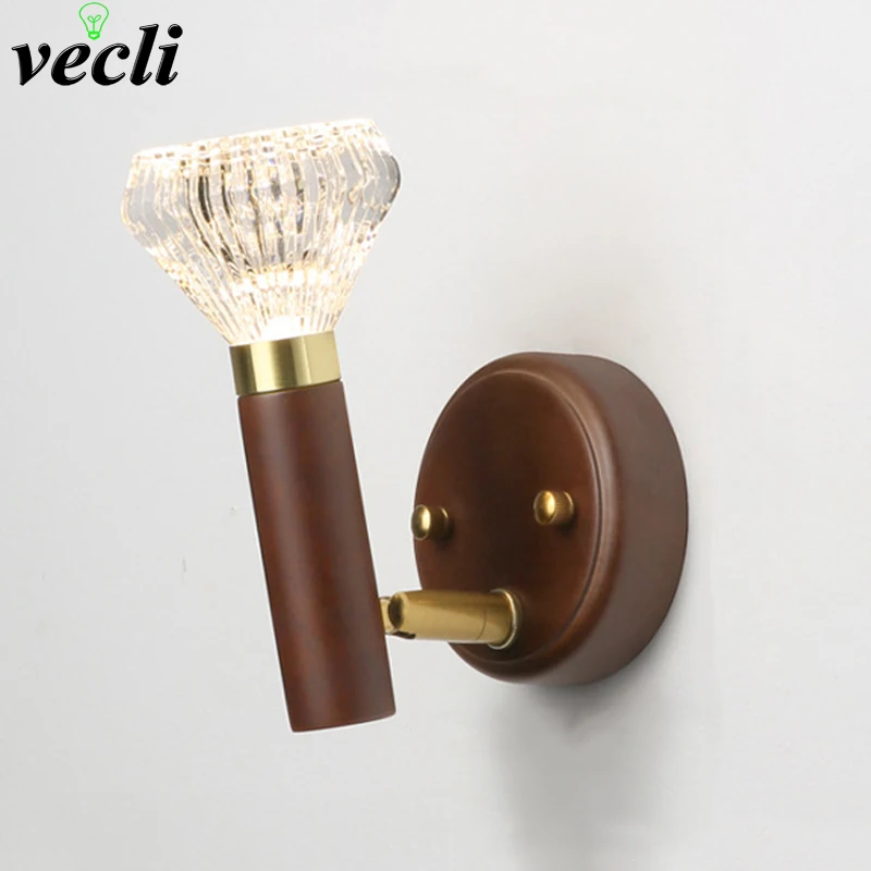 

New Mid-Century Wabi-Sabi Solid Wood Wall Sconce - Retro Luxury Decor Ambient Light for Living Room, Bedroom Bedside & Corridor