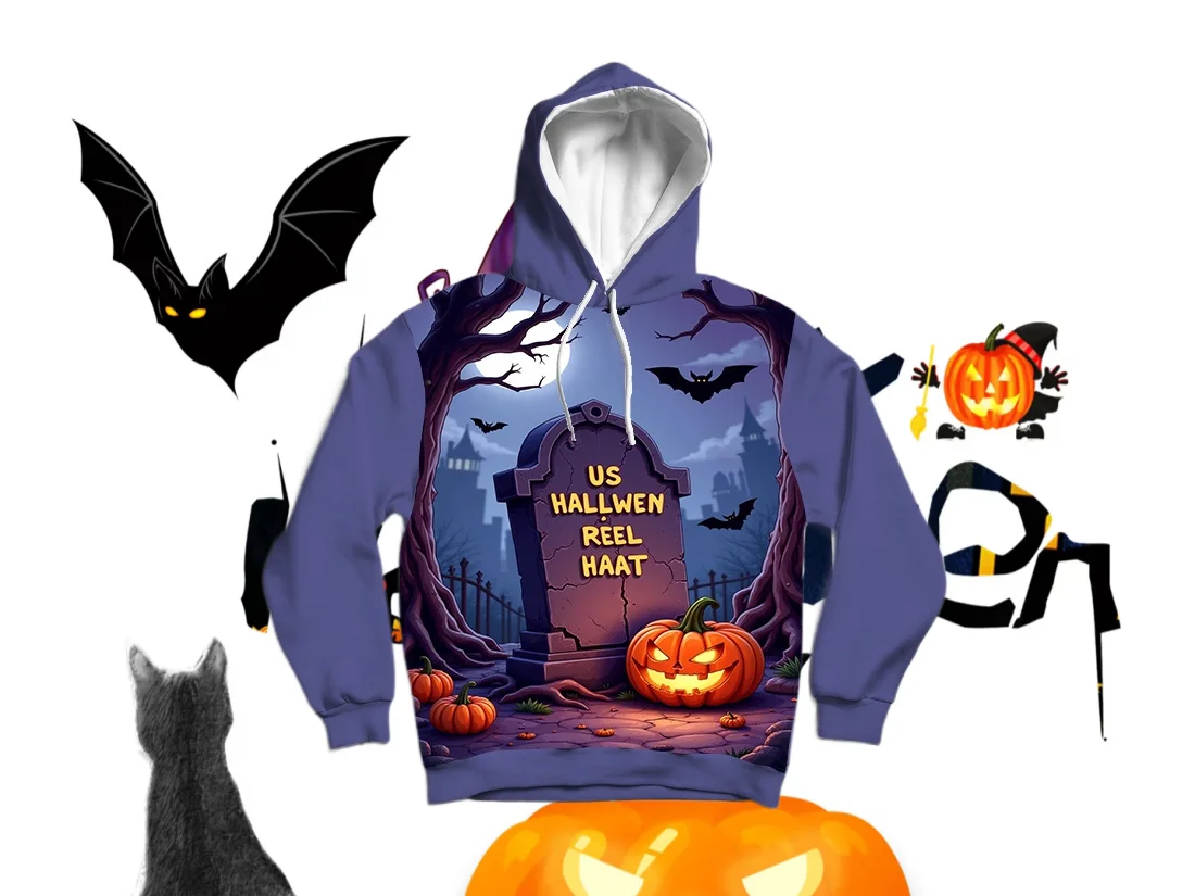 

25/26 Latest Autumn/Winter Halloween Elements 3D Printed Hoodie Large Adult Same Size Female Same Size Original Design Top