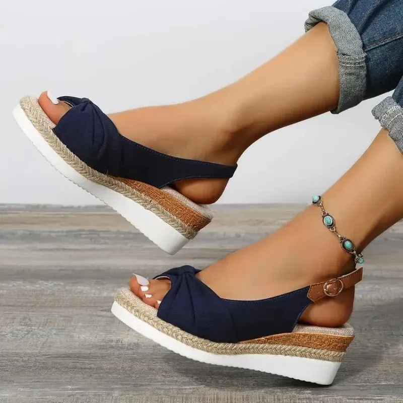 

Women Sandals Summer Open Toed Fish Mouth Sandal Fashion Shallow Mouth Wedge Platform Sandals for Women Breathable Casual Sandal