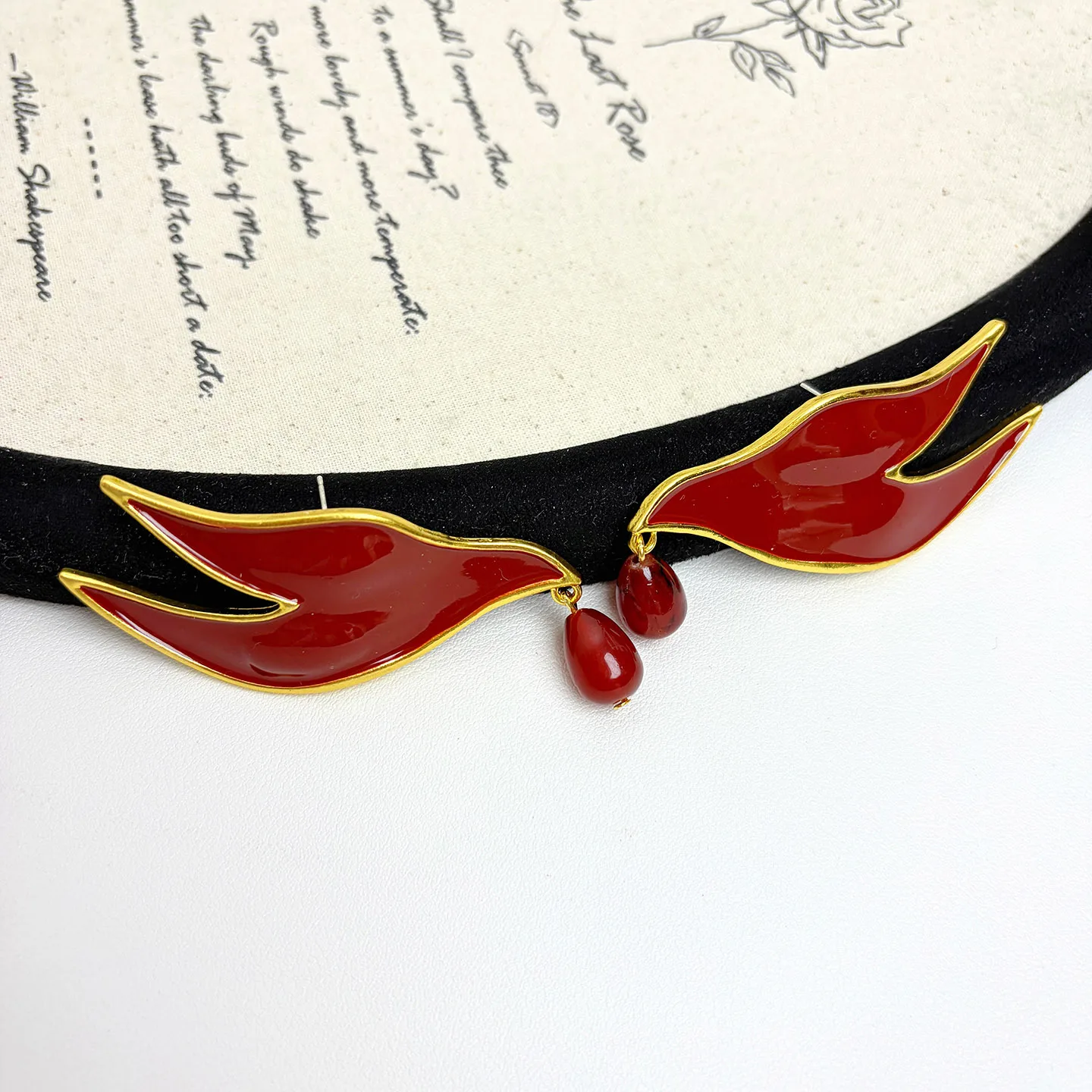 Vintage Enamel Flame Water Drop Pendant Earrings Women Flying Bird Shape Luxury Runway Fashion Dangle Ear Jewelry