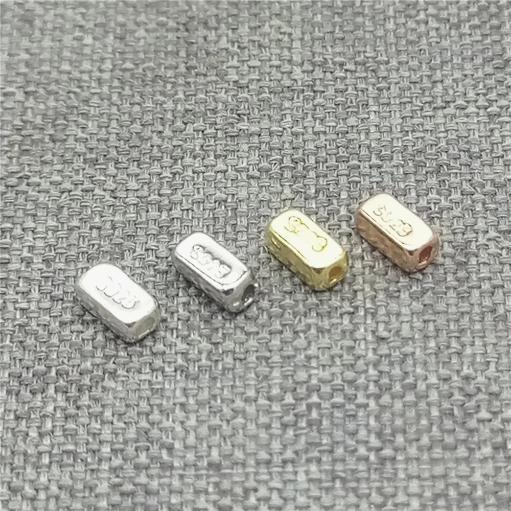 10 Pieces 925 Sterling Silver Tiny Cuboid Spacer Beads in Gold or Rhodium Finish