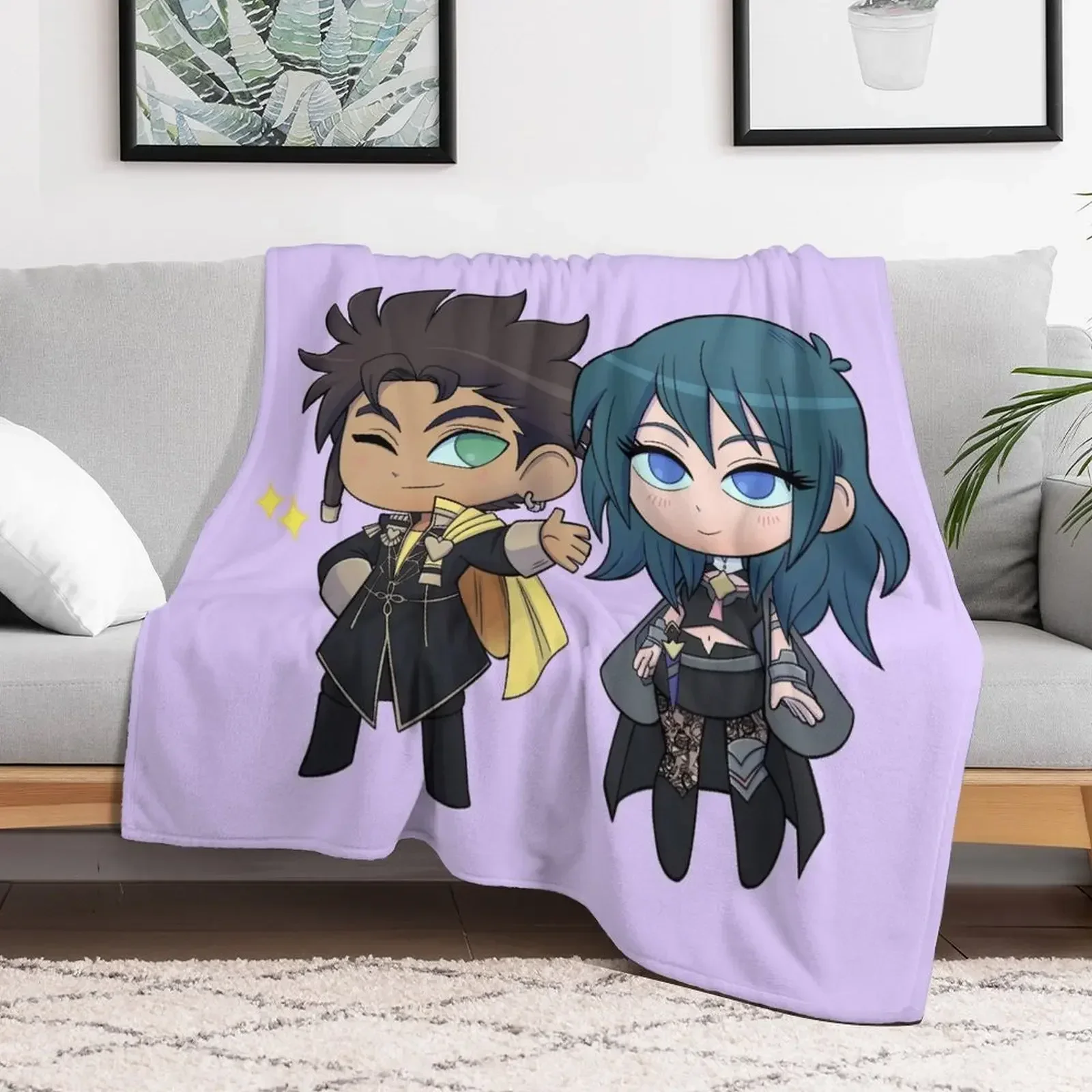 Byleth (F!Byleth) and Claude - Fire Emblem Three Houses - Chibi Cuties Throw Blanket Winter beds Soft Beds Kid'S Blankets