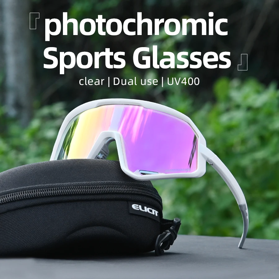 New Photochromic Cycling Goggles Oversized Decor Women's Sport Anti UV Sunglasses Men's Outdoor Brand Design Glasses for Driving