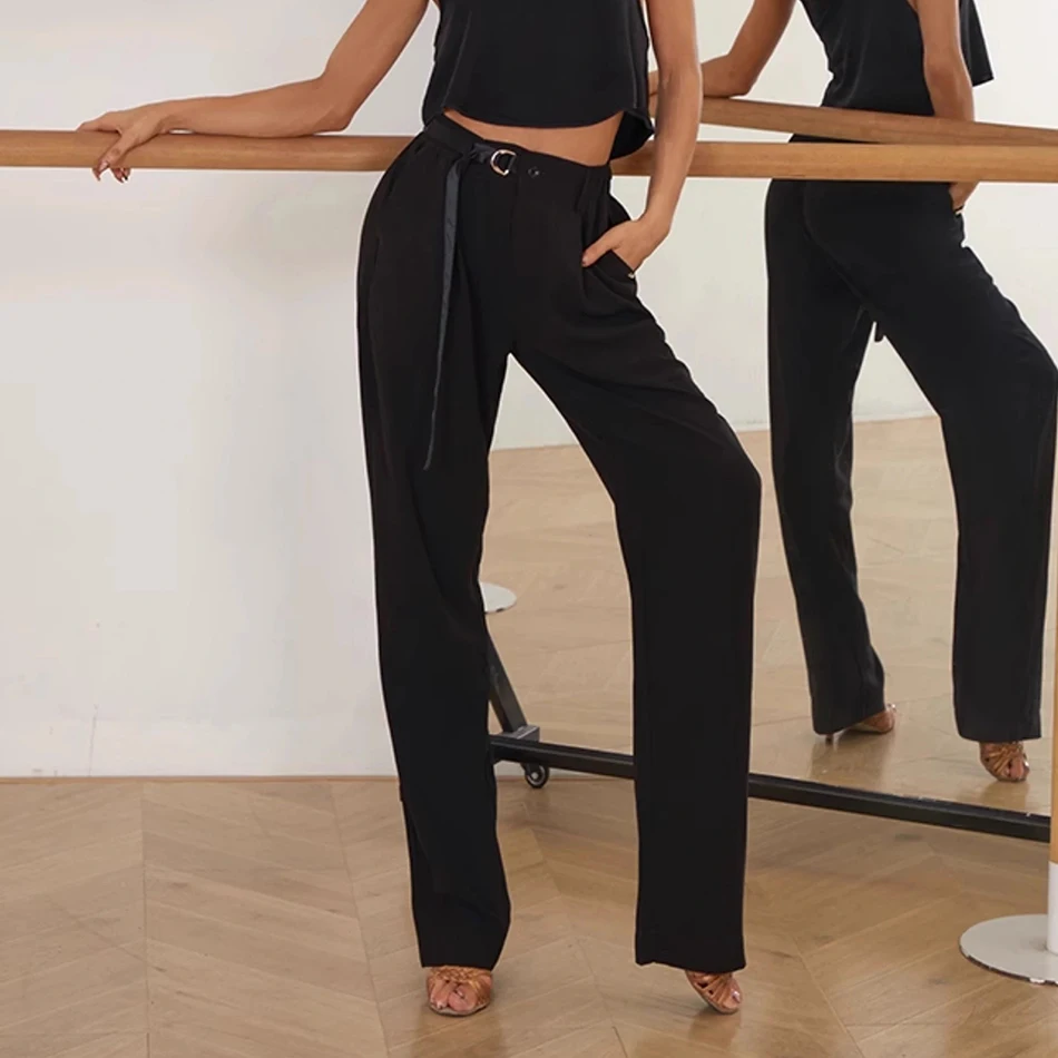 

High Waist Band Design Pants Latin dance Dress Female Latino dancing Cloth Belly Tango Performance Costume NY60 20814