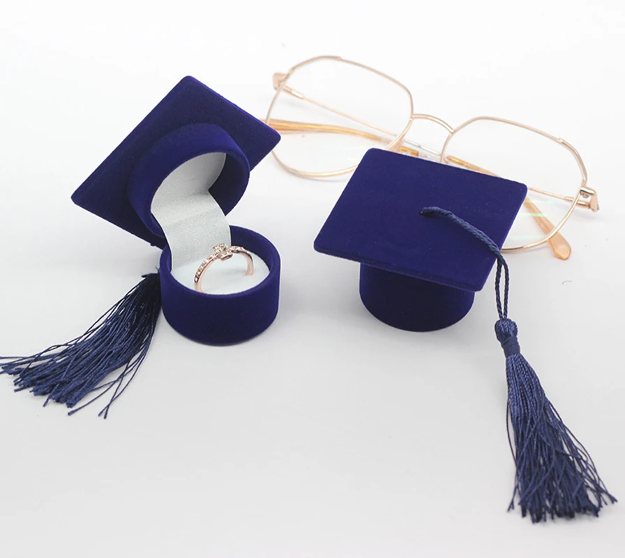 Graduatie Bachelor Cap Sieraden Doos Dokter Hoed Ring Opbergdoos Bruiloft Verloving Cadeau Sieraden Vitrine