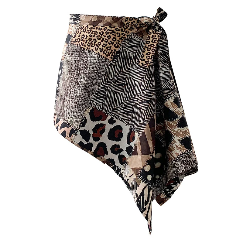 Irregular Paisley Tie Back Skirt with Waist Scarf for Women, Unique Design, Fashionable and Versatile Layered Half Skirt - Image 5