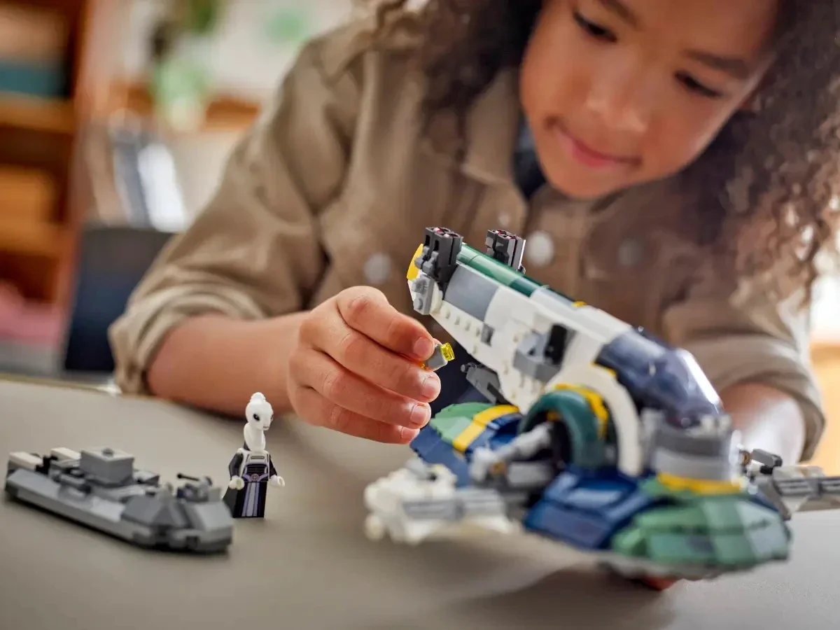 2025 New Star Attack of The Clones Stories Jango Fetts Starship 75433, Bauspielzeug für Jungen und Mädchen, Kriegsblöcke