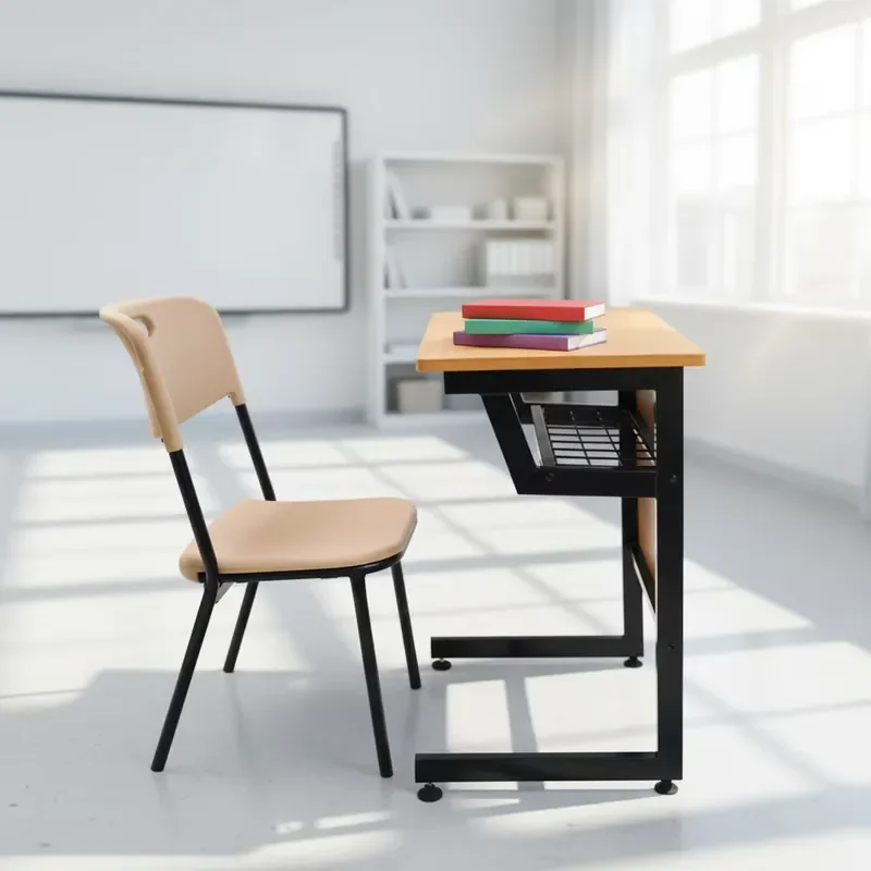 Modern Eco-friendly Wooden School Desk and Chair Set for Classroom Use