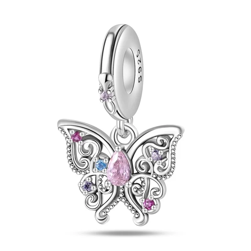 

925 Sterling Silver Romantic Classical Butterfly Charms Pendant Fit Original Bracelet DIY Women Exquisite Wedding Jewelry Gifts