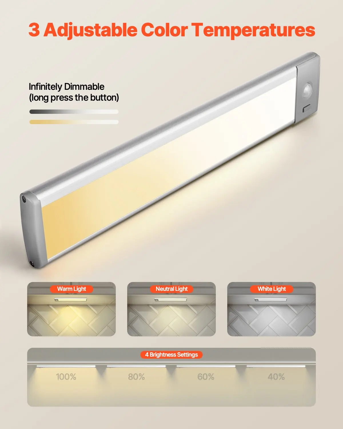 

Подсветка под шкаф, 2 шт., 40 светодиодов, с датчиком движения, на батарейках