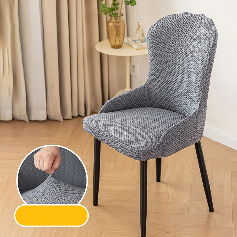 Thickened Arc Round Armrest Chair Covers High-Quality Dining Table Seat Cover for Four Seasons Solid Jacquard Stretch Slipcovers