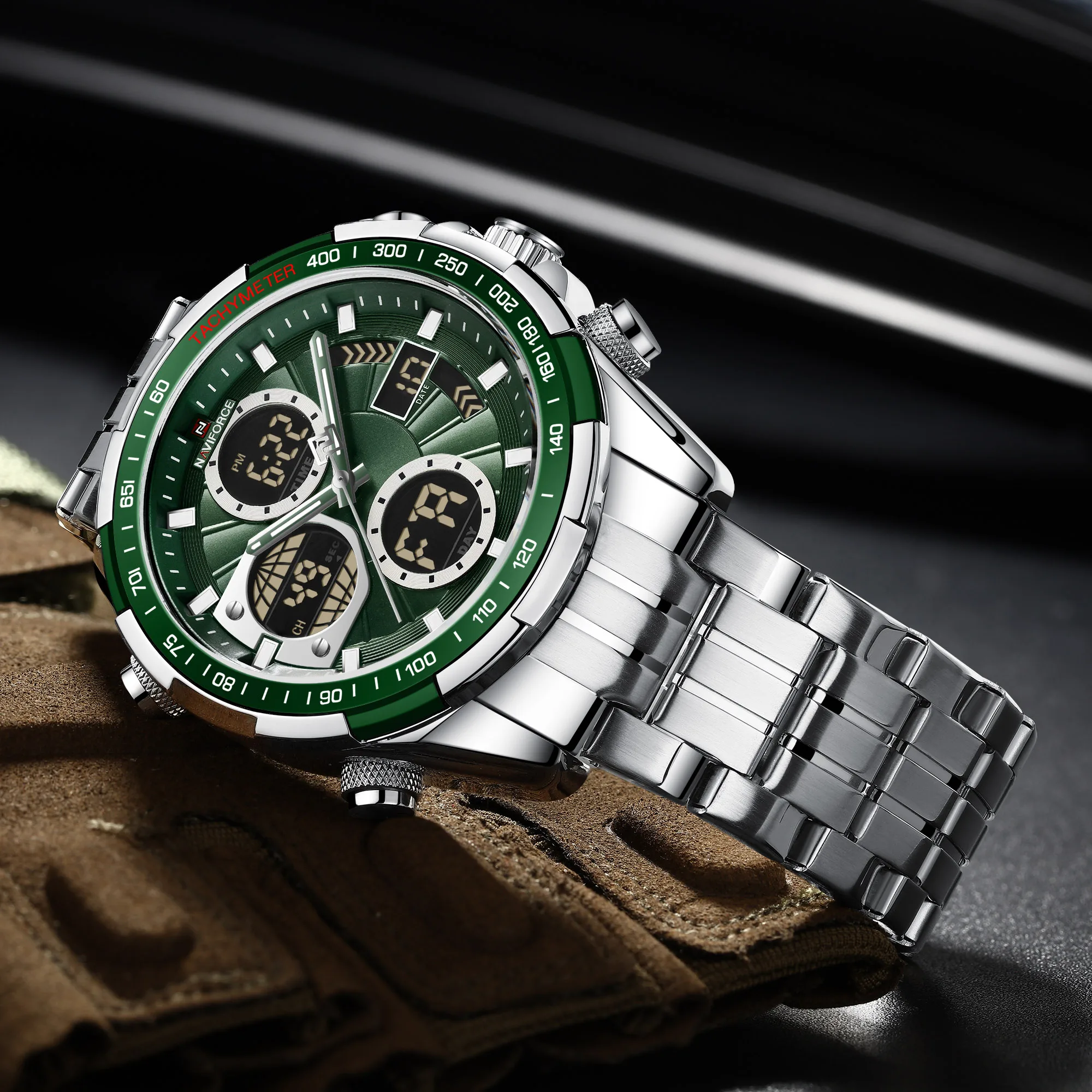 NAVIFORCE جديد رجال الأعمال الساعات التناظرية الرقمية الرياضة مقاوم للماء ساعة معصم مضيئة الكوارتز الذكور ساعة Relogio Masculino