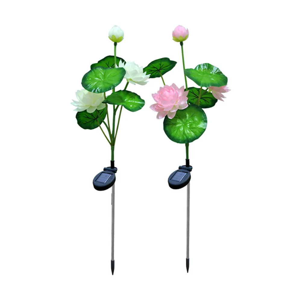 

Solar Powered 3 Lotus Lights LED Garden Stake Light Outdoor Decorative Lawn Lamp for Pathway Yard (Random Color)