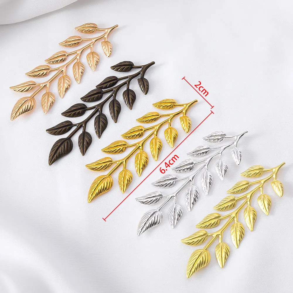 20 개/몫 20x64mm 금속 잎 참 펜던트 DIY 쥬얼리 만들기위한 골드 컬러 목걸이 액세서리 수제 공예 도매