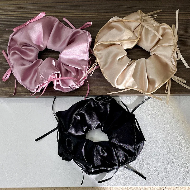 Korean Fashion Girl Ballet Style Ribbon Bow-knot Hair Rope Women Satin Scrunchies Ponytail Holder Elastic Hair Bands Accessories