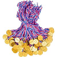 20Pcs Gold Medals Plastic Winner Award Medals Kids Birthday Party Favors Sports Game Prize Classroom Gifts Fillers