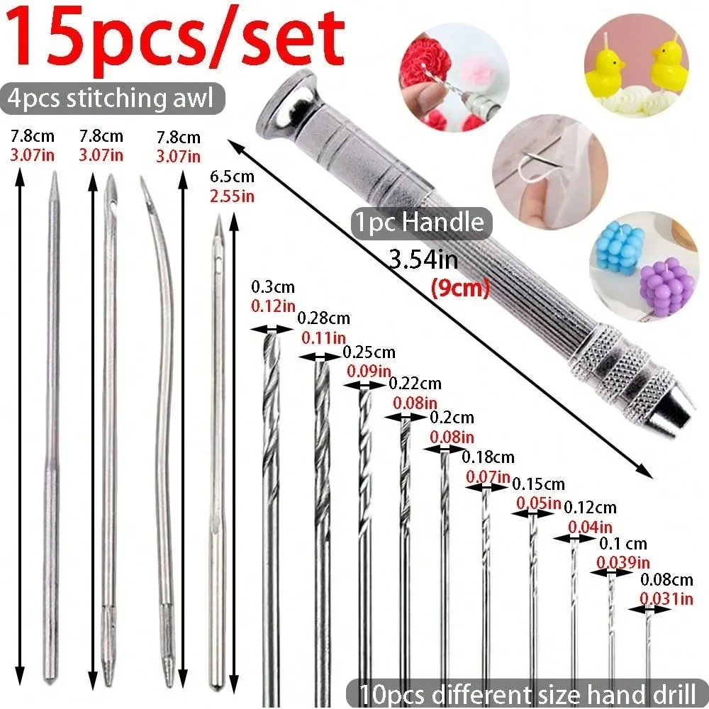15-teiliges Set Geeignet für Kerzendocht-Stanzwerkzeug Gips-Harz-Seife Handwerk Lochstanzen Aromatherapie Kerzenherstellung Zubehör – Detail 6