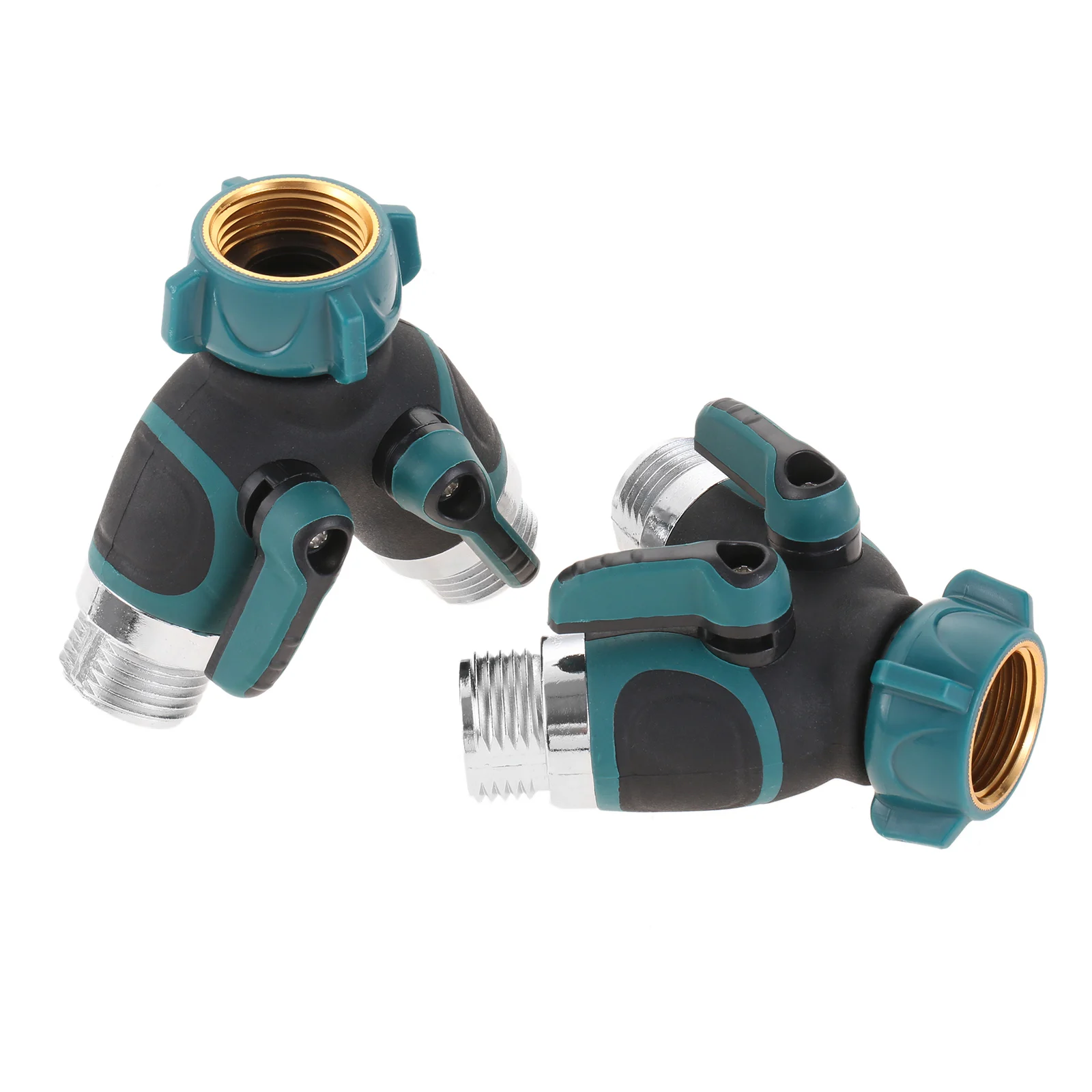 2 Pcs Garden Hose Splitter 2 Way Water Hose Y Splitter Heavy Duty with Hose Shut Off Valve Standard 3/4”Thread Connect Adapter