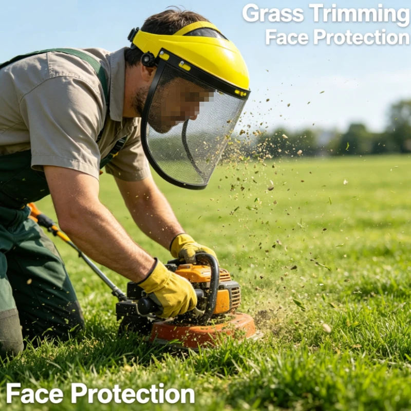 Lawn mower protective mask gardening high definition lawn mower hat full face, cover garden weeding skin anti-splash