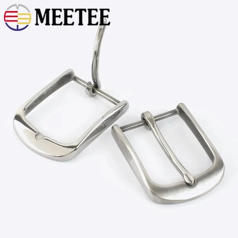 Meetee 1Pc 40mm Solid Stainless Steel Brushed Belt Pin Buckles for Men Cowboy Buckle Jeans Accessory DIY Leather Craft Fit 38mm