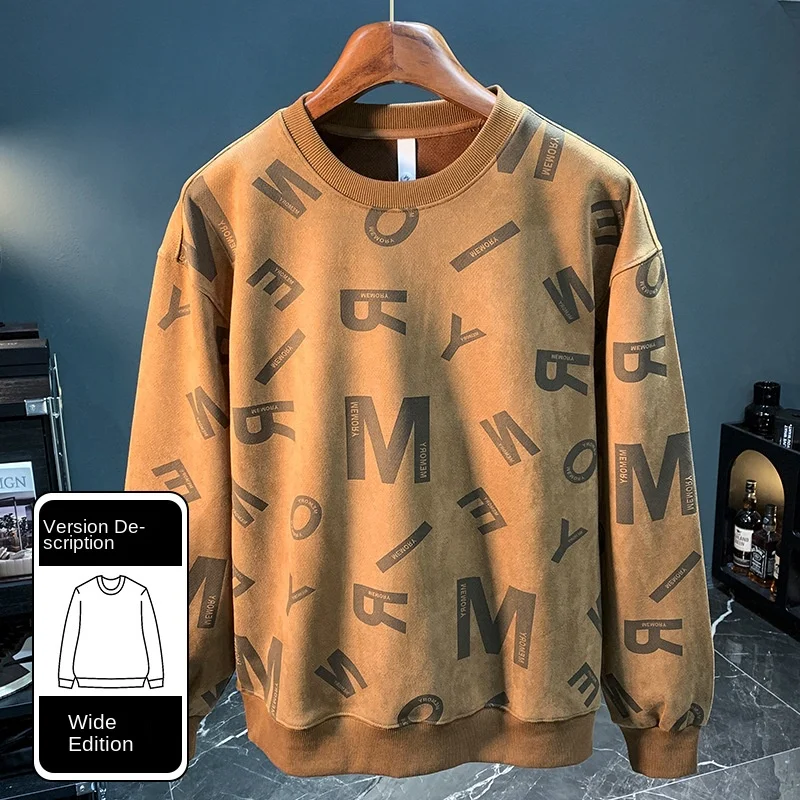 2024new hoodie men's affordable luxury fashion printed round neck T-shirt fashion all-match loose casual long sleeves top autumn