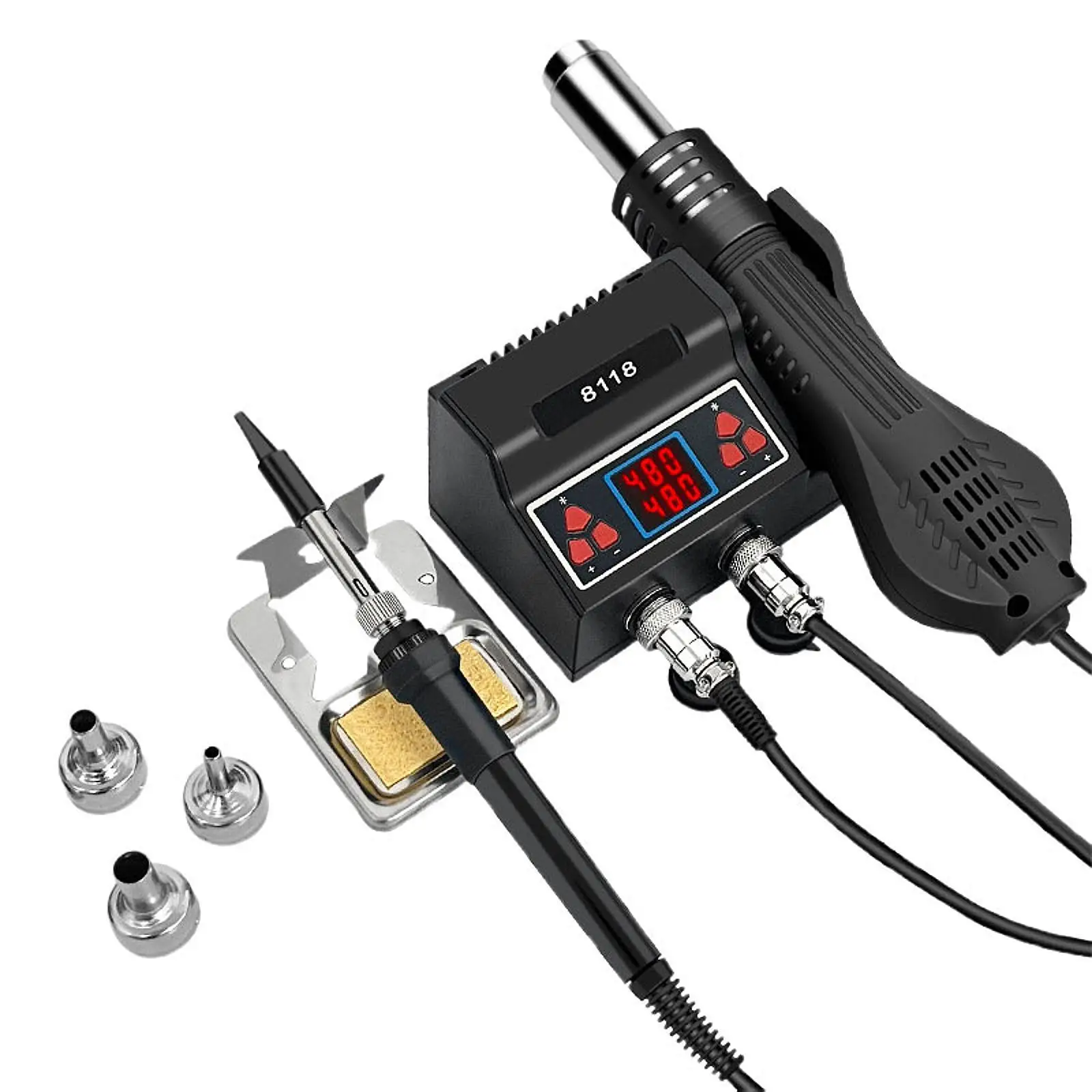 

2 in 1 Hot Air Rework and Soldering Iron Station Welding Tool Low Noise Soldering Iron Kit for Jewelry Electronics Repair