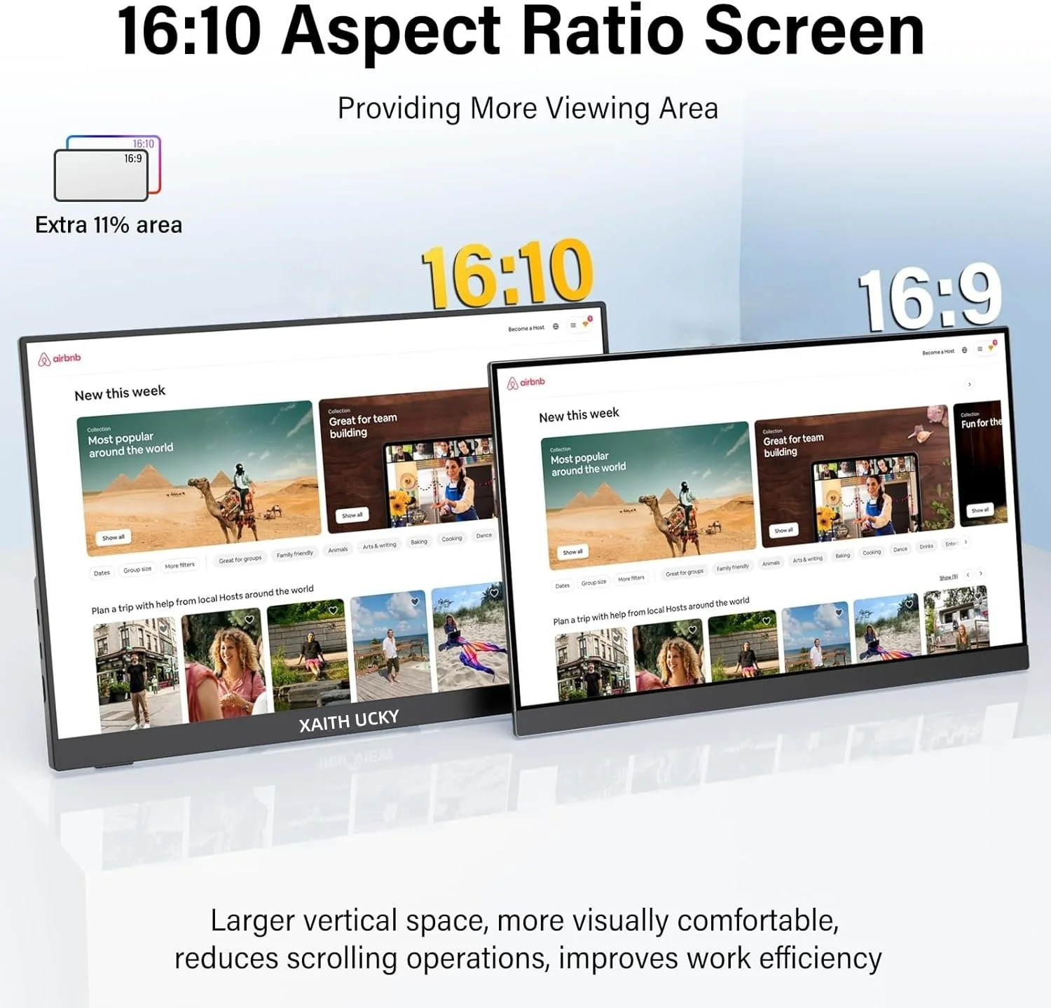 13.3 inch 100% SRGB Widescreen Portable Monitor 1920x1200 IPS USB-C HDMI-Compatible VESA Second Screen Small Lightweight Travel view 3