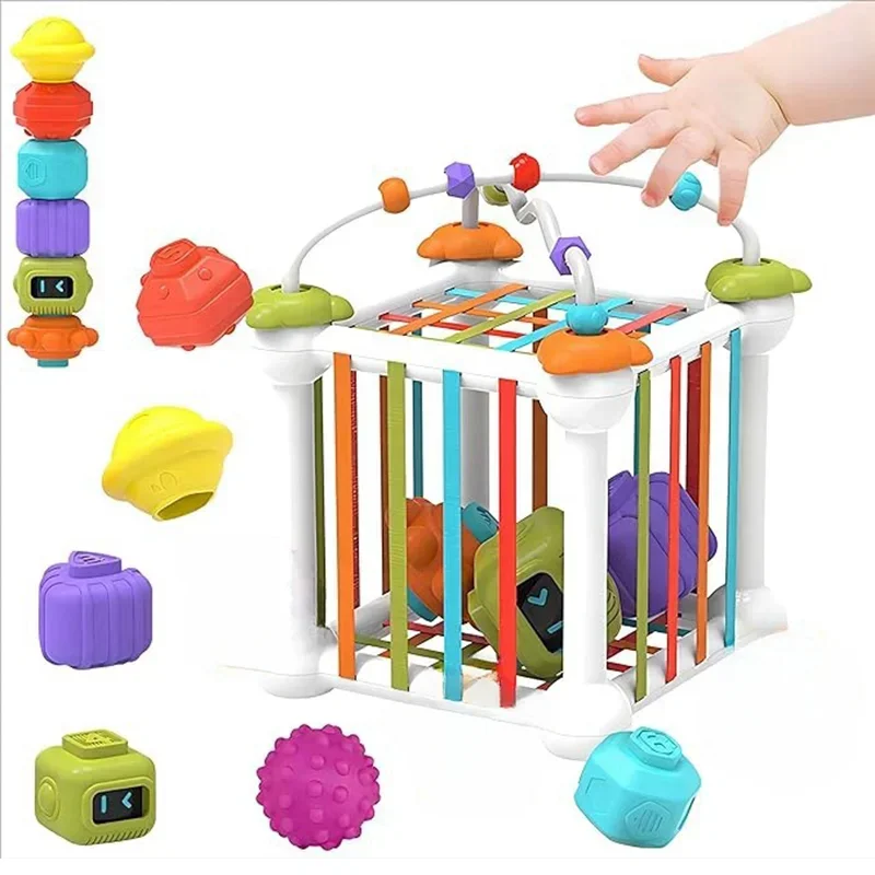 

Baby Shape Sorter Toys Activity Cube Montessori Learning Developmental Travel Activity Learning Fine Motor Skill Toys for Kids