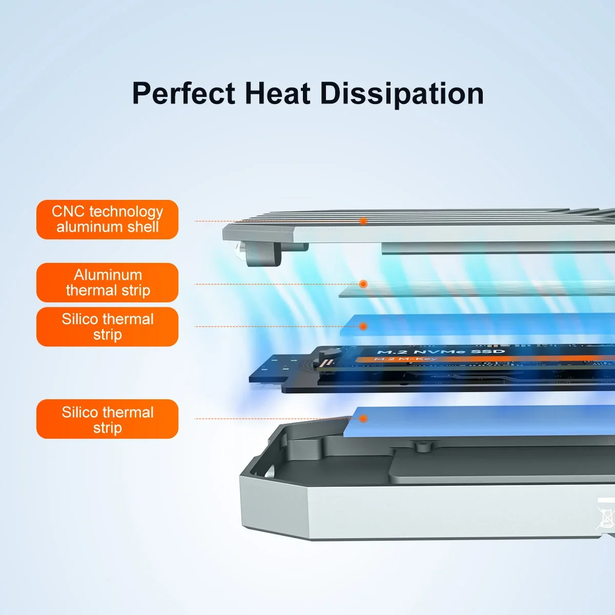 NVMe SSDエンクロージャー アルミニウム合金外部Thunderbolt ORICO 40Gbps M.2 NVMe SSD エンクロージャ USB4 PCIe3.0x4 USB C