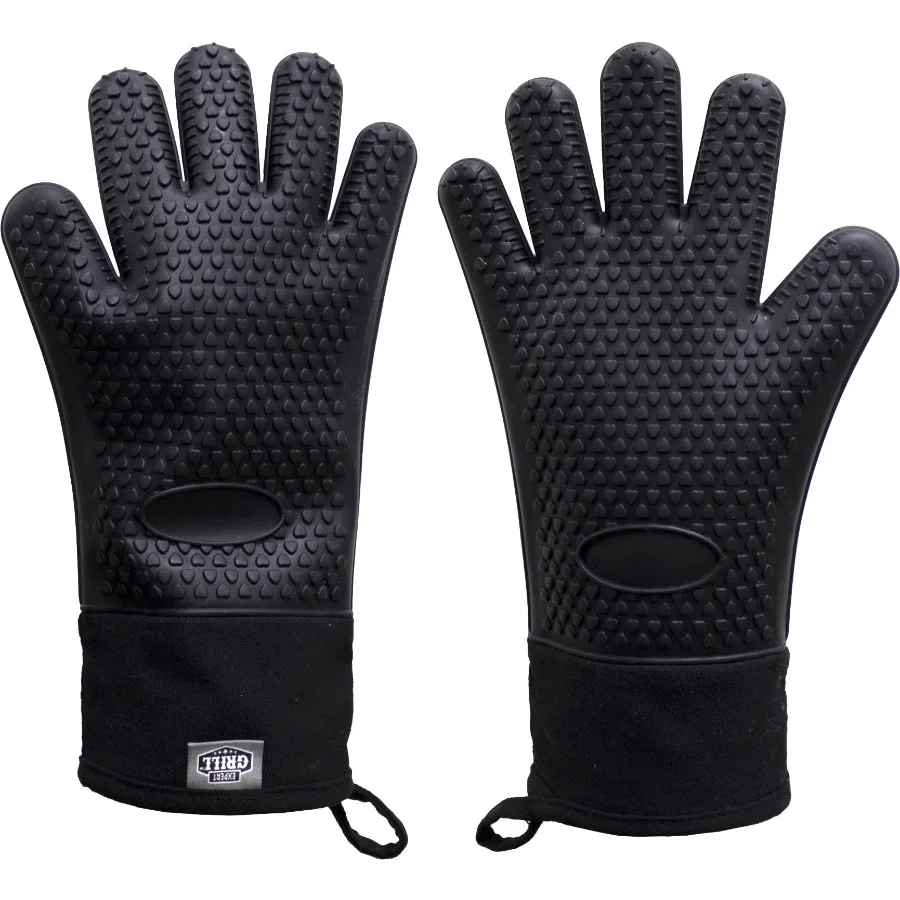 Insulated Silicone Gloves for Grill, BBQ, Gauntlet, Black Color, One Size — купить у AliExpress WW