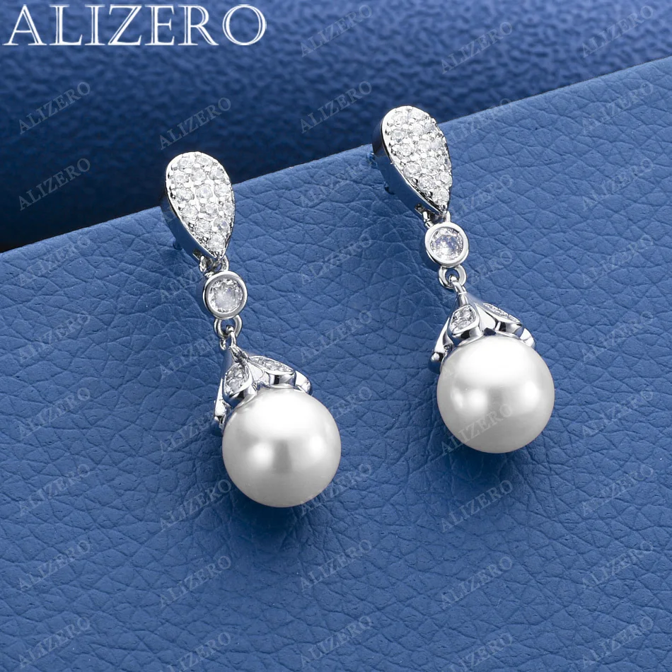

ALIZERO 925 Sterling Silver Earrings Luxury Pearls Drop Earrings For Women Jewelry Fashion Party and Daily Wear