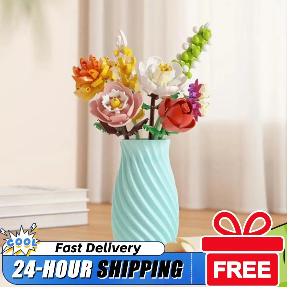 

24-Day Blooming Countdown Calendar Flowers Building Blocks Toy Christmas New Year Valentine's Day Holiday Gift Decor Flower Set