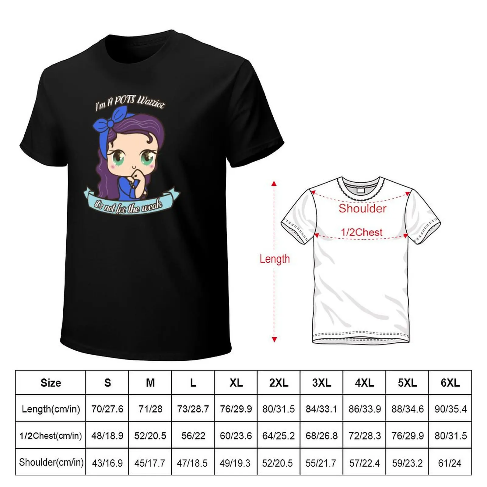 Cute POTS Warrior Light Skintone For Kawaii Postural Orthostatic Tachycardia Syndrome Awareness T-Shirt
