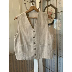 Women's Vest 2024 Corduroy Beige Elegant Coats for Ladies Tops New Arrival Autumn Casual Dress Vests for Women Waistcoat