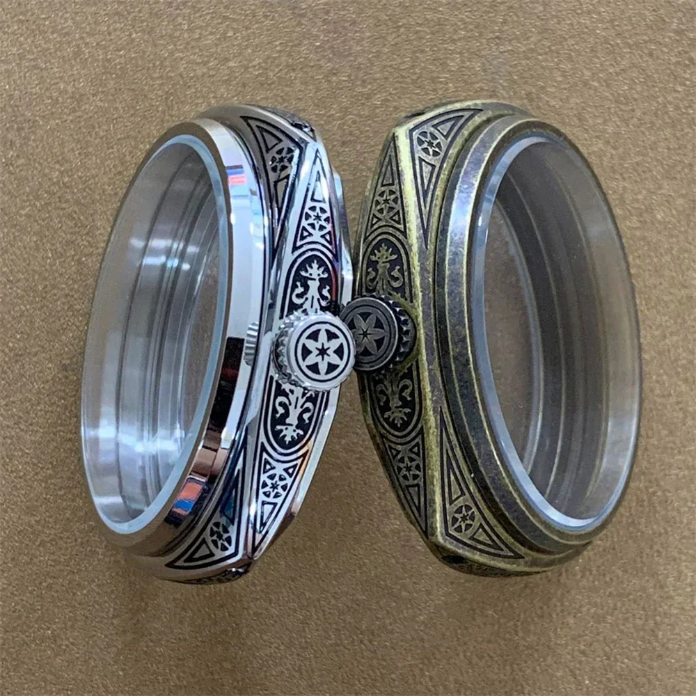 

Dome Glass 45mm Stainless Steel Bronze Plated Engraved Watch Case for ETA6497 ETA6498 Movement Fits 36mm Dial 26mm Band NEW DIY