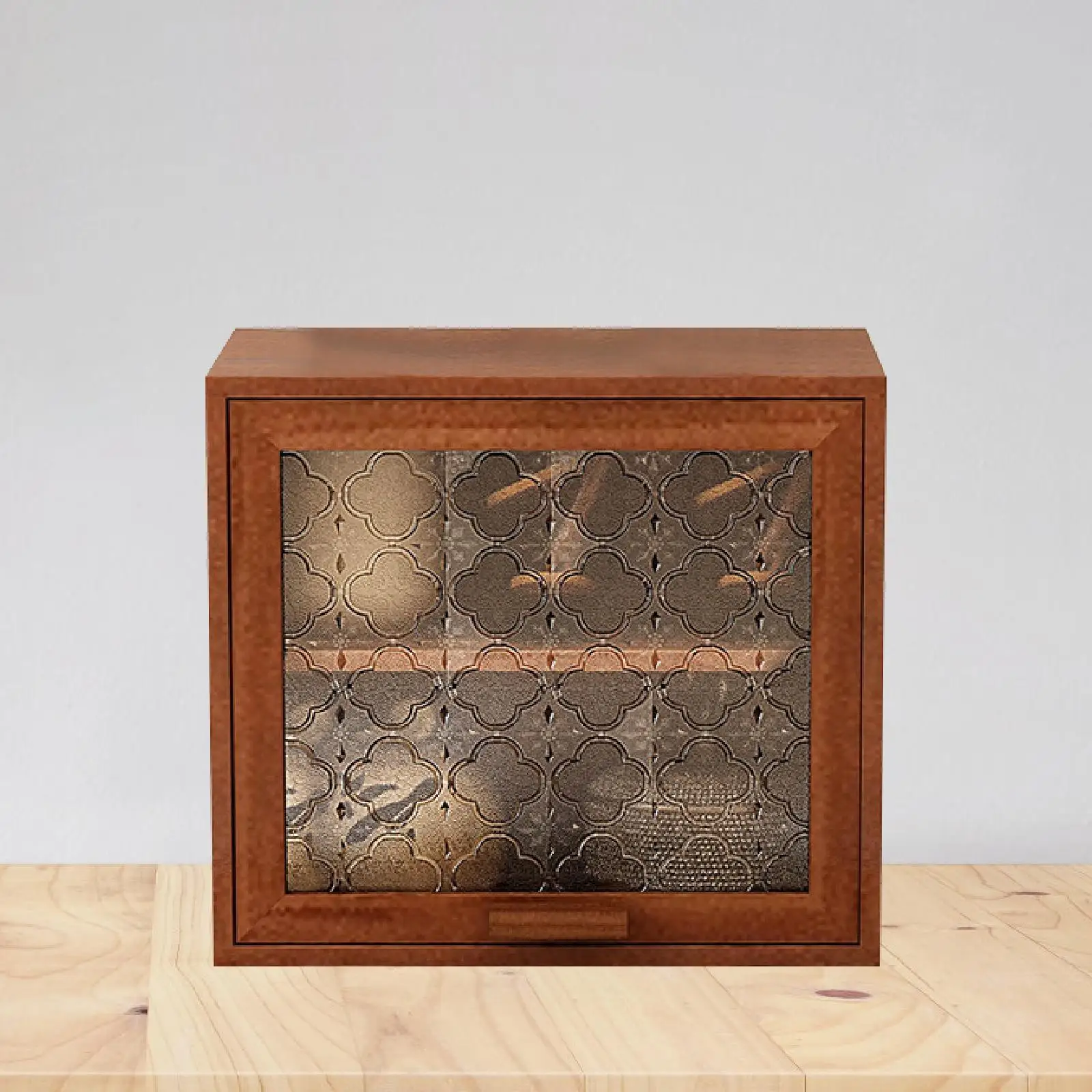 

Wooden Desktop Display Cabinet Decorative Rustic Space Saving Vintage Style Wood Rack for Tea Sets Mugs Cosmetics Makeup Bedroom