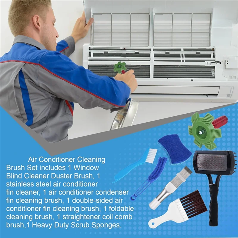 Different Air Conditioner Fin Cleaner Kit,Ac Coil Cleaner Air Refrigerator Fin Cleaner Evaporator Radiator Repair Cleanabkw