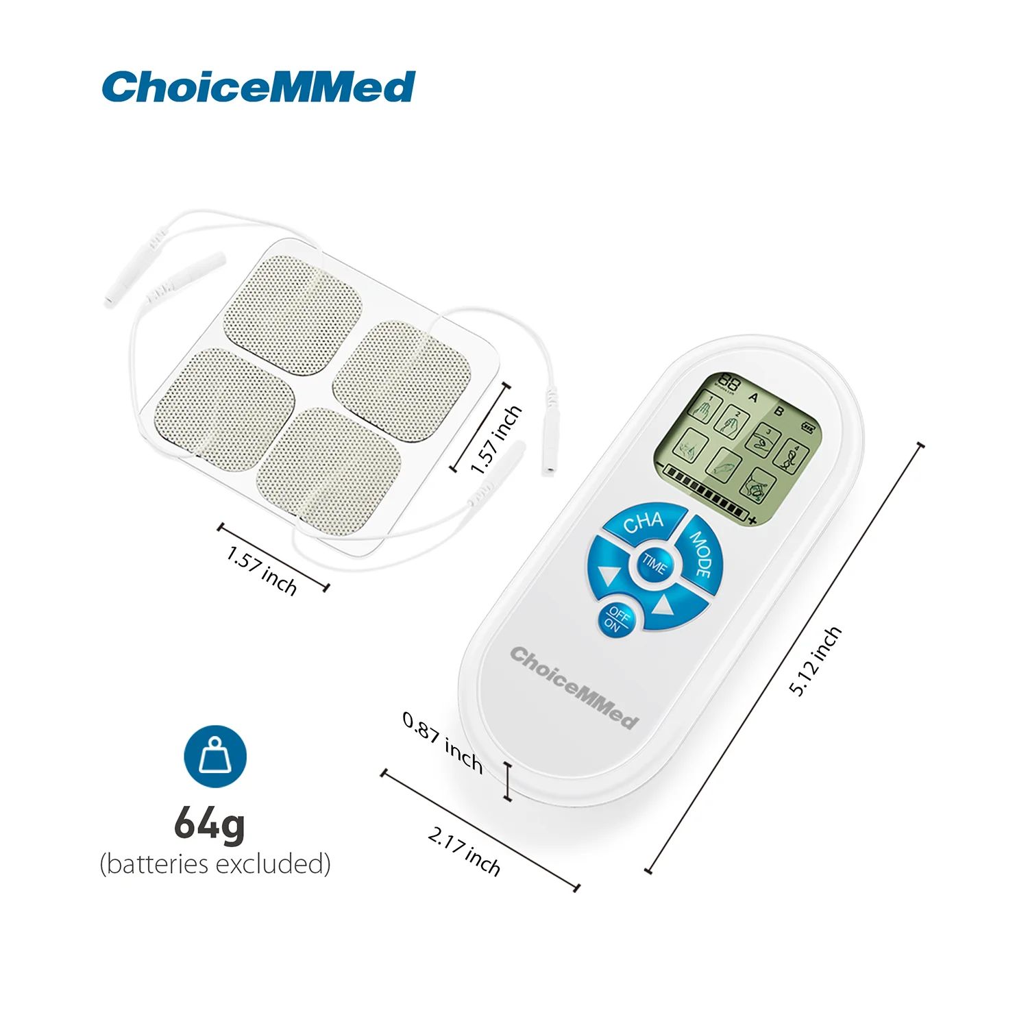 ChoiceMMed Universal TENS Unit Gel Replacement Electrode Pads for Electronic Pulse Stimulators (10 Units) MDTS100