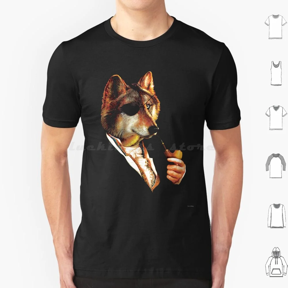 Baron Von Wolf Hatches A Plan T Shirt Men Women Kids 6xl Wolf Classy Pipe Eye Patch Fancy Animal Wolves Dinomike