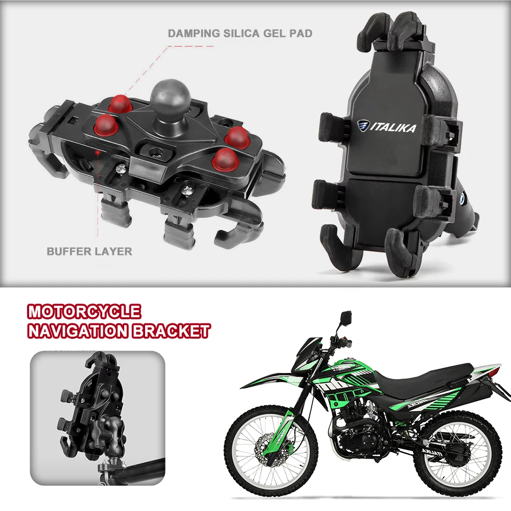 Motorcycle Phone Mount Anti-Shake 360° Rotation Handlebar Holder For ITALIKA AT110 AT125 RT XS125 XS150 125 Z 150 SZ 150 200